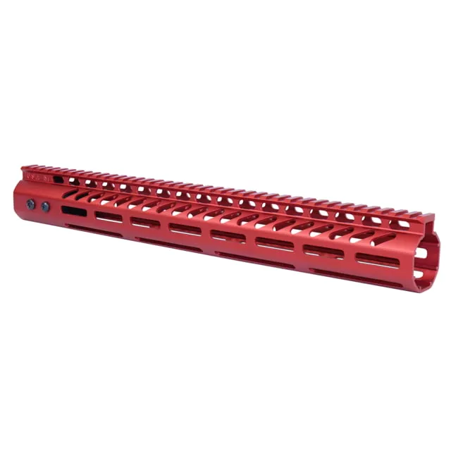 Guntec USA .308 Caliber Ultra Lightweight Thin M-LOK System Free Floating Handguard w/Monolithic Top Rail 15in Anodized Red