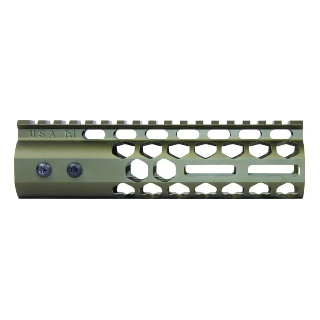 Guntec USA Air Lite Series Honeycomb M-LOK Free Floating Handguard w/ Monolithic Top Rail 7in Anodized Green