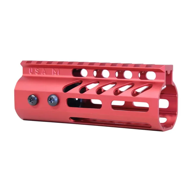 Guntec USA 5" Ultra Lightweight Thin M-LOK Free Floating Handguard w/ Monolithic Top Rail Anodized Red