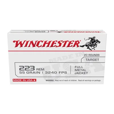 USA White Box 223 Remington 55gr Full Metal Jacket 20/Box