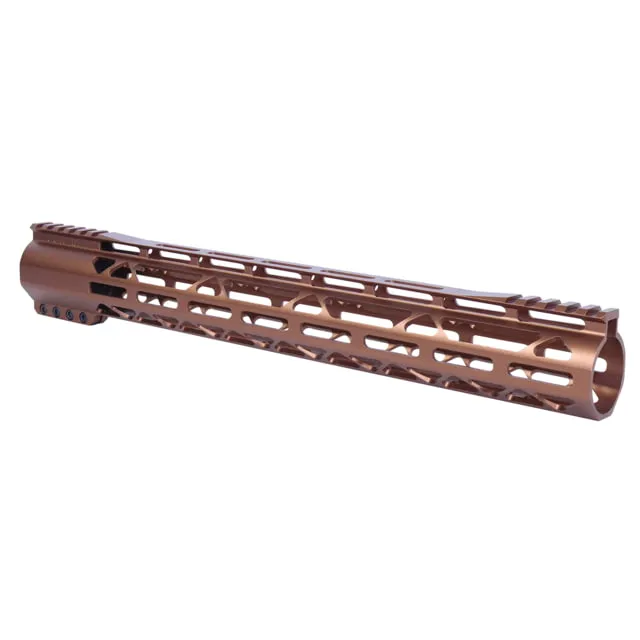 Guntec USA AR-308 15in AIR-LOK Series M-LOK Compression Free Floating Handguard With Monolithic Top Rail Gen 2 Anodized Bronze