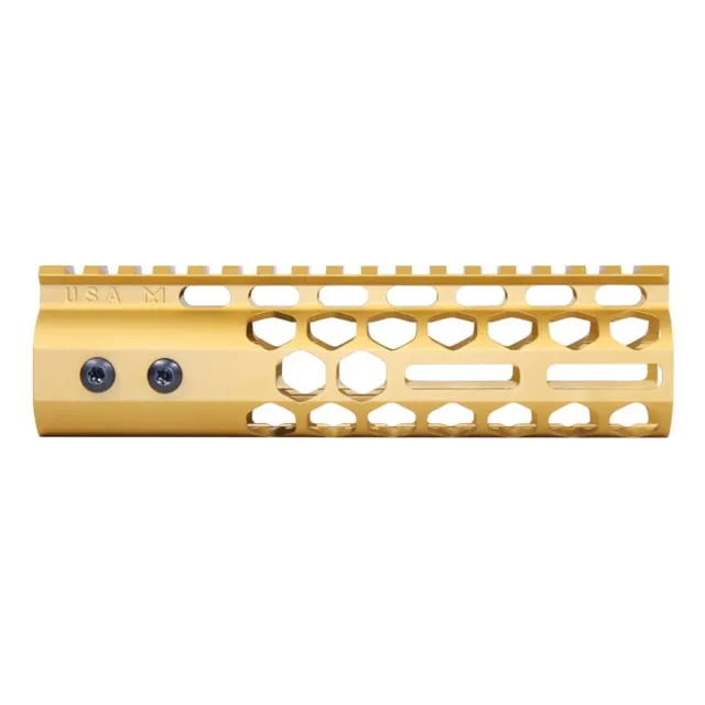 Guntec USA Air Lite Series Honeycomb M-LOK Free Floating Handguard w/ Monolithic Top Rail 7in Anodized Gold