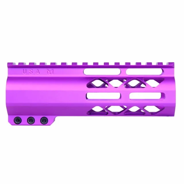 Guntec USA AirLok Series M-LOK Compression Free Floating Handguard w/Monolithic Top Rail 6in Purple