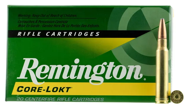Remington Core-Lokt 250 gr Pointed Soft Point .308 Win Mag Ammo, 20/box