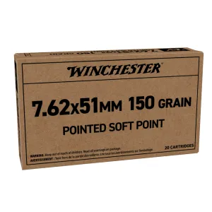Winchester SG76251P 7.62x51mm 150 Grain Pointed Soft Point (PSP) Ammo, 20 Rounds