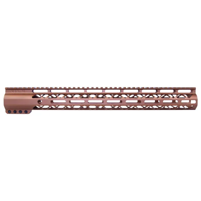 Guntec USA 16.5in AIR-LOK Series M-LOK Compression Free Floating Handguard w/ Monolithic Top Rail Anodized Bronze