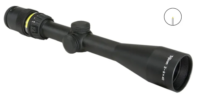 Trijicon AccuPoint 3-9x40mm Illuminated Amber Triangle Post (SFP) Rifle Scope