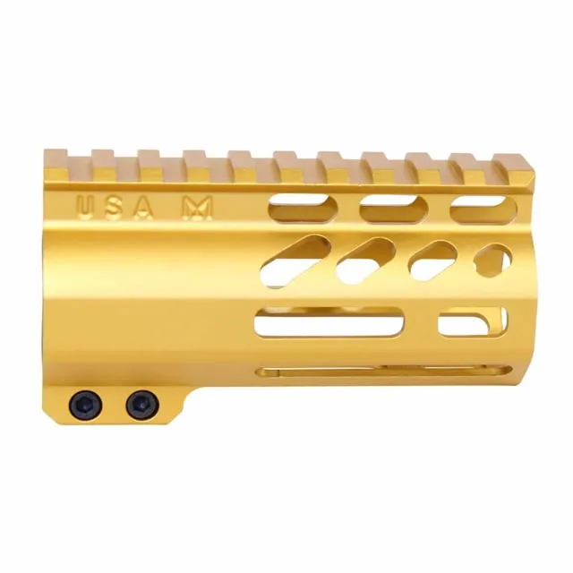 Guntec USA AirLok Series M-LOK Compression Free Floating Handguard w/Monolithic Top Rail 4in Gold
