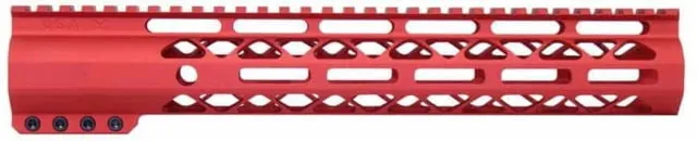Guntec USA AR-15 12in Air-Lok Series M-LOK Compression Free Floating Handguard w/ Monolithic Top Rail Anodized Red