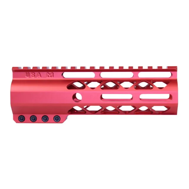Guntec USA AIR-LOK Series AR-15 M-LOK Compression Free Floating Handguard w/ Monolithic Top Rail 6.75in Anodized Red