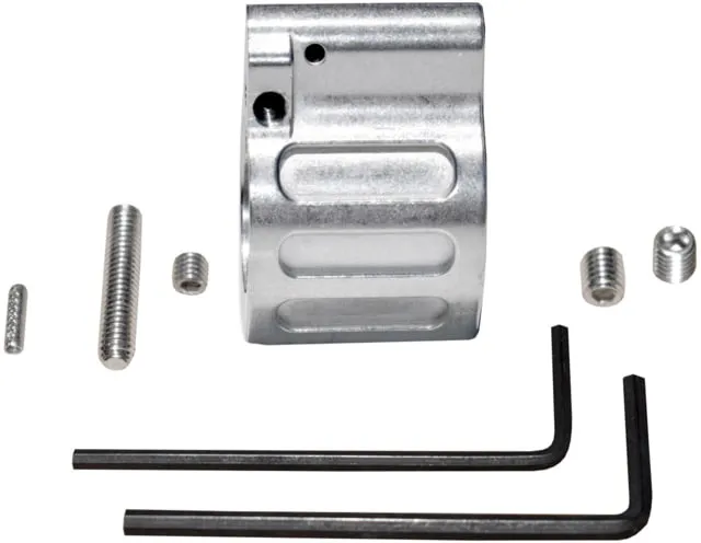 Presma Adjustable Low Profile Gas Block .750 in 223/5.56/308 Caliber Silver