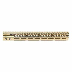 Guntec USA AR-15 Ultra Lightweight Thin M-LOK Free Floating Handguard w/ Monolithic Top Rail 15in Gold Plated