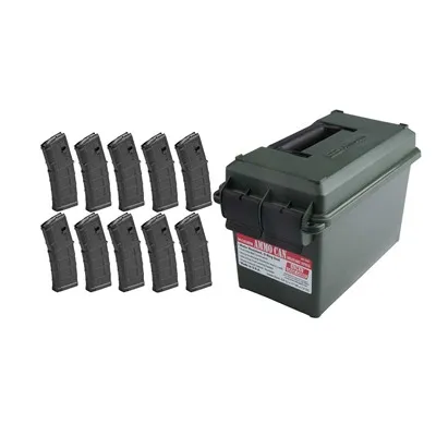 AR-15 X10 PMAG Gen M3 + Ammo Can 223/5.56 Black 10pk