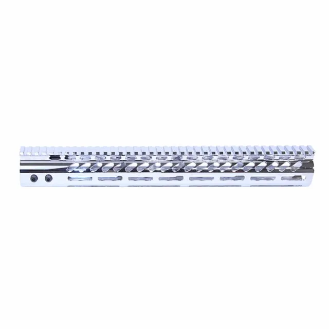 Guntec USA AR-15 Ultra Lightweight Thin M-LOK Free Floating Handguard w/ Monolithic Top Rail 15in Chrome