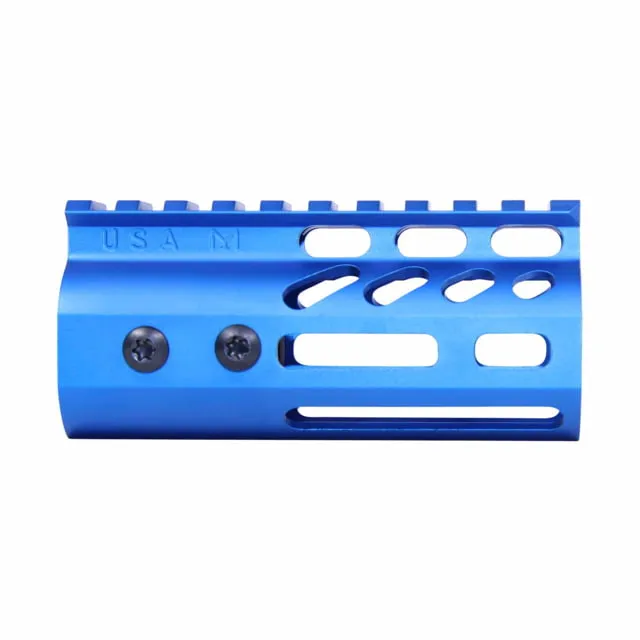 Guntec USA Ultra Lightweight Thin M-LOK System Free Floating Handguard w/Monolithic Top Rail 4in Blue