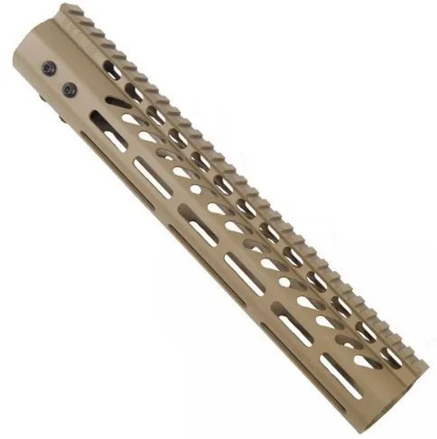 Guntec USA Ultra Lightweight Thin M-LOK Free Floating Handguard w/Monolithic Top Rail .308 Cal 12in Cerakote Flat Dark Earth
