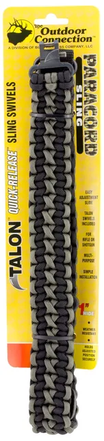 The Outdoor Connection Paracord Sling w/ Swivel, Black and Gray