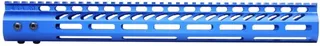 Guntec USA AR-15 15in Ultra Lightweight Thin M-LOK System Free Floating Handguard w/ Monolithic Top Rail Anodized Blue