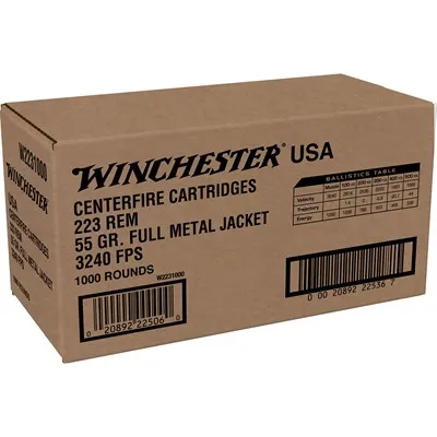 USA White Box 223 Remington 55gr Full Metal Jacket 1,000/Box