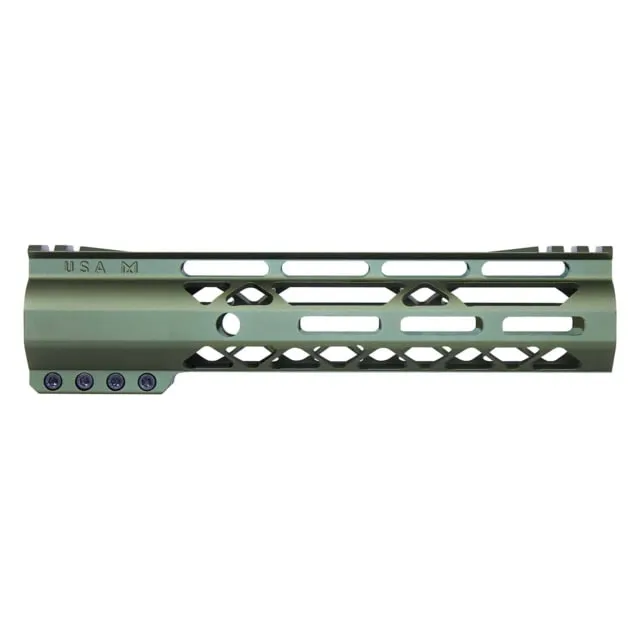 Guntec USA AIR-LOK Series M-LOK Compression Gen 2 Free Floating Handguard w/Monolithic Top Rail 9in Green