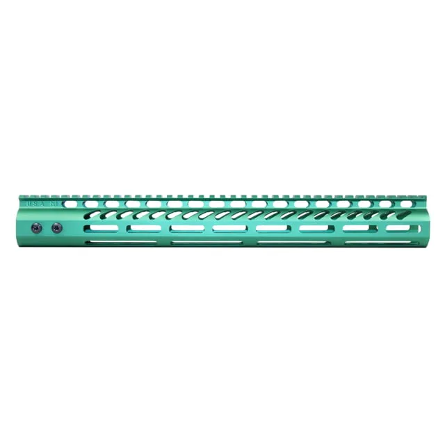 Guntec USA Ultra Lightweight Thin M-LOK System Free Floating Handguard With Monolithic Top Rail Anodized Irish Green 15in