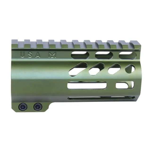 Guntec USA AirLok Series M-LOK Compression Free Floating Handguard w/Monolithic Top Rail 4in Green