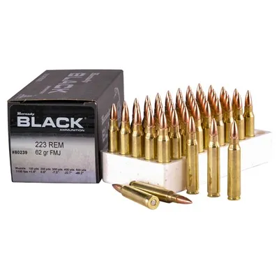 Black 223 Remington 62gr FMJ Full Metal Jacket 50/Box
