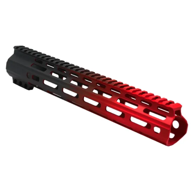 Tiger Rock AR-15 Angle Cut Clamp On M-LOK 12in Handguard Black Base Cerakote Gradient Red Medium
