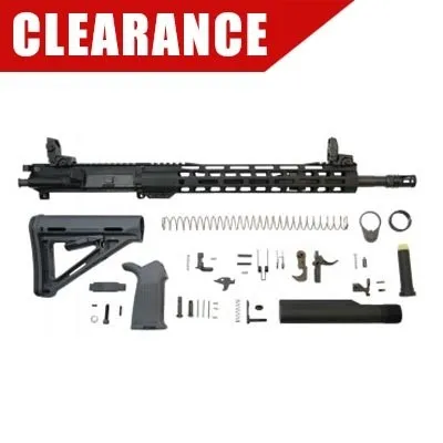 PSA 16" Mid-Length 5.56 NATO 1:7 Nitride 13.5" Lightweight M-LOK MOE EPT Rifle Kit With MBUS Sight Set, Gray - 5165449537