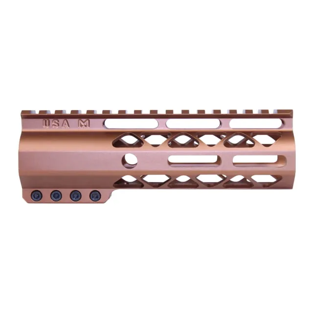 Guntec USA AIR-LOK Series AR-15 M-LOK Compression Free Floating Handguard w/ Monolithic Top Rail 6.75in Anodized Bronze
