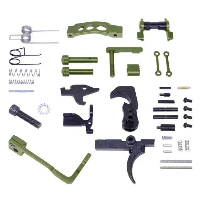 Guntec USA AR-15 Enhanced Lower Parts Kit w/ Upgrades Anodized Green
