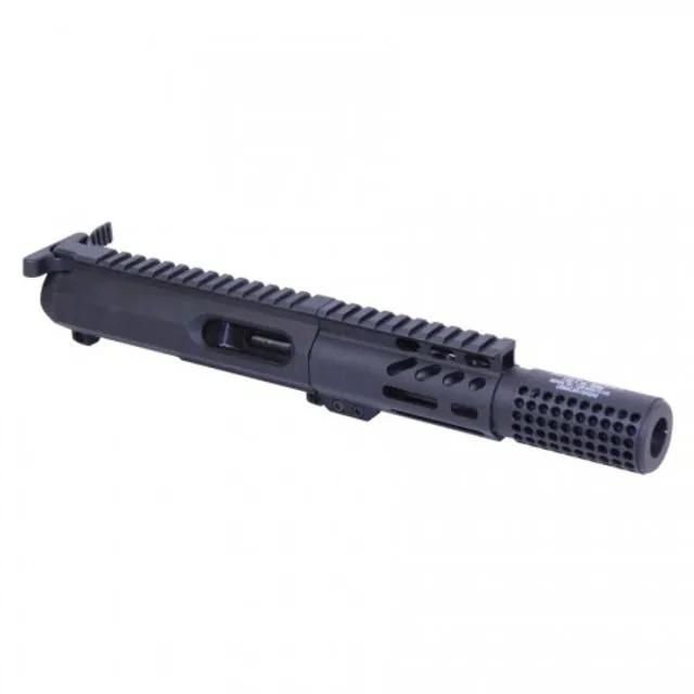 Guntec USA AR-15 Complete 9mm Upper Receiver Mil-Spec Charging Handle 4 inch M-LOK Handguard 5.5 inch Contour 4150 Barrel 1-10 Twist 1/2x36 Mini Socom
