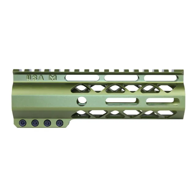 Guntec USA AIR-LOK Series AR-15 M-LOK Compression Free Floating Handguard w/ Monolithic Top Rail 6.75in Anodized Green
