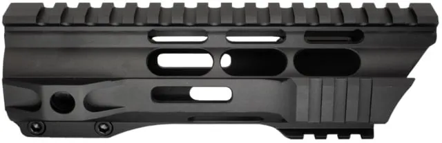 JE Machine Tech M-LOK Free Float Slant Cut Quad Rail Handguard 7in No Anti-Rotation Tabs Black