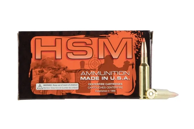 HSM Ammunition Match 168 gr Hollow Point Boat Tail MatchKing .308 Win Ammo, 20/box