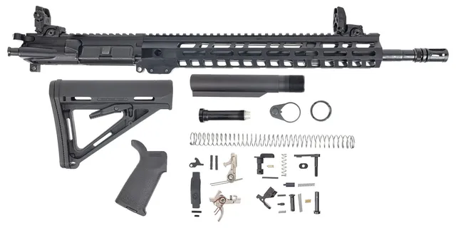 PSA 16" 5.56 NATO 1:7 Mid-length Nitride 13.5" Lightweight M-LOK MOE 2-Stage Precision Rifle Kit w/ MBUS Sight Set