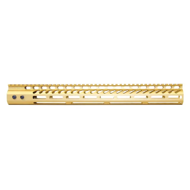 Guntec USA 16.5" Ultra Lightweight Thin M-LOK System Free Floating Handguard w/ Monolithic Top Rail Anodized Gold