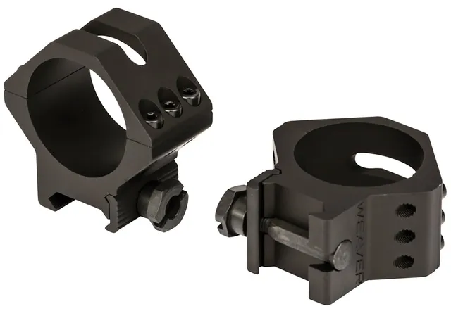 Weaver Tactical Precision 34mm Low 7075 T6 Aluminum 2-Piece 6-Hole Quick Detach Picatinny Ring, Anodized Black