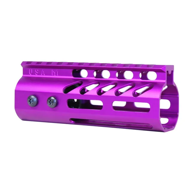Guntec USA 5" Ultra Lightweight Thin M-LOK Free Floating Handguard w/ Monolithic Top Rail Anodized Purple