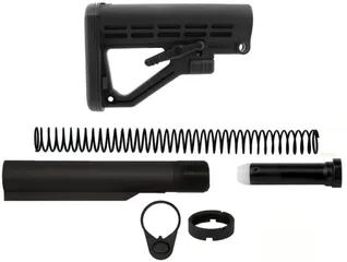 TacFire AR-15 Mil-Spec Buffer Tube Kit w/6 Position Stock w/ Buttpad Black Small