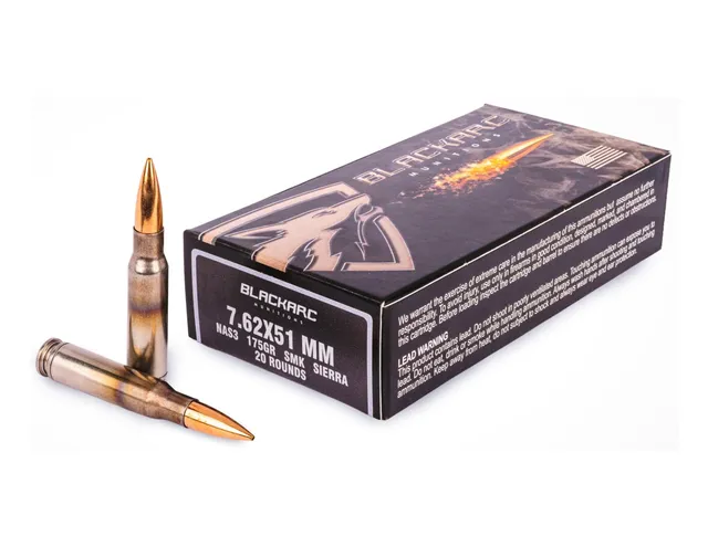 Blackarc Munitions NAS3 .308 WIN (7.62x51mm) 175gr SMK Ammo, 20Rds
