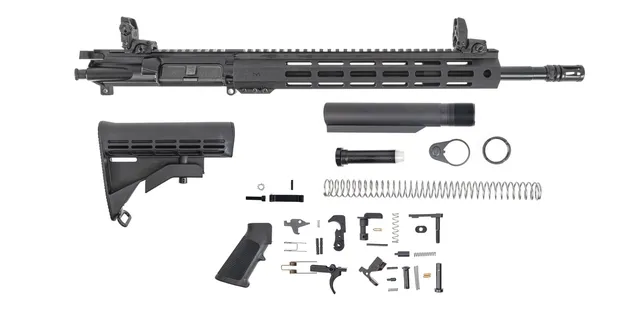 PSA 16" Mid-Length 5.56 NATO 1:7 Nitride 13" Hex Lightweight M-LOK Classic Rifle Kit With MBUS Sight Set