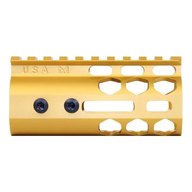 Guntec USA Air Lite Series Honeycomb M-LOK Free Floating Handguard w/ Monolithic Top Rail 4in Anodized Gold