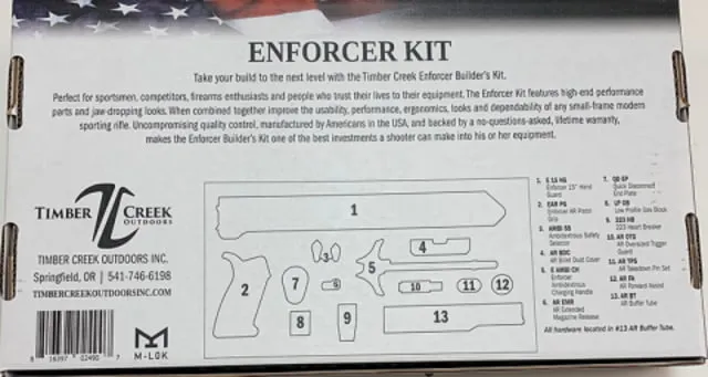 Timber Creek TCO Enforcer Complete Build Kit for AR-15 M-LOK Ambidextrous Flat Dark Earth Enforcer Kits FDE