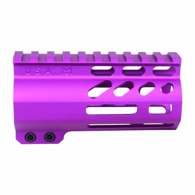 Guntec USA AirLok Series M-LOK Compression Free Floating Handguard w/Monolithic Top Rail 4in Purple
