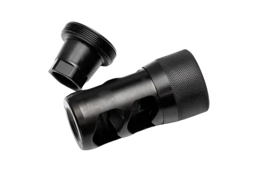 Area 419 Hellfire 2-Port Self Timing Muzzle Brake w/ Adapter - .223/6mm, 1/2x28