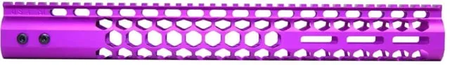 Guntec USA AR-15 15in Air Lite Series Honeycomb M-LOK Free Floating Handguard w/ Monolithic Top Rail Anodized Purple