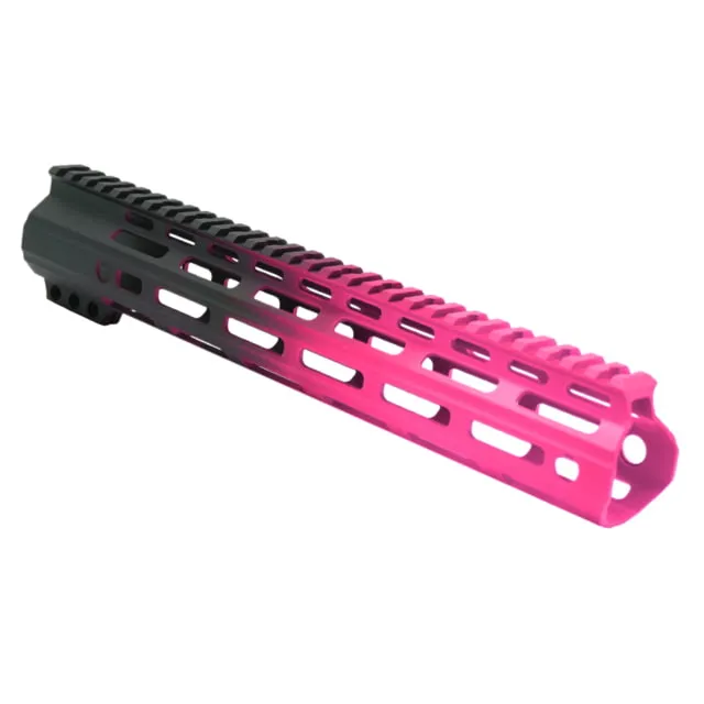 Tiger Rock AR-15 Angle Cut Clamp On M-LOK 12in Handguard Black Base Cerakote Gradient Pink Medium