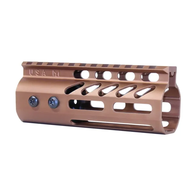 Guntec USA 5" Ultra Lightweight Thin M-LOK Free Floating Handguard w/ Monolithic Top Rail Anodized Bronze