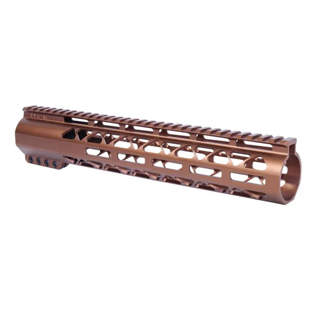 Guntec USA 12in AIR-LOK Series M-LOK Compression Free Floating Handguard With Monolithic Top Rail .308 Cal Anodized Bronze